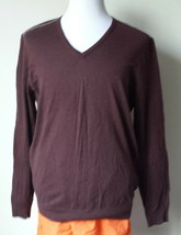 Hugo Boss Men Size 2XL Slim Fit Wool Blend V-Neck Sweater Patched Elbows Red - £98.84 GBP