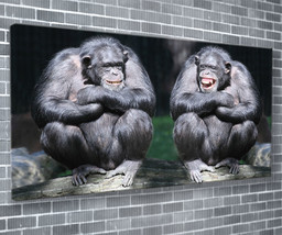 Laughing Monkeys Canvas Print Jungle Animal Wall Art 55x24 Inch Ready To Hang  - £70.04 GBP