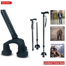 Elegant Carbon Black Adjustable Walking Stick for Daily Stability &amp; Comfort - $77.17