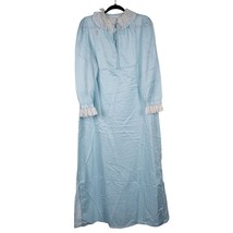 Eve Stillman VTG Nightgown Womens L Blue Long Sleeve Lace Collar Lined D... - $25.60