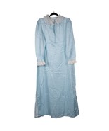 Eve Stillman VTG Nightgown Womens L Blue Long Sleeve Lace Collar Lined D... - £20.40 GBP