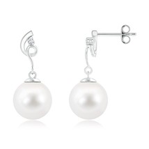 ANGARA Freshwater Pearl Twist Earrings with Diamond in Silver (Size-9mm) - $188.10+