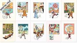 Herge Collection Set of 10 watercolor prints - 1944- hq images ready to ... - £46.35 GBP