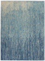 5' X 7' Ivory And Blue Abstract Stripes Power Loom Area Rug - $3,256.58 MXN