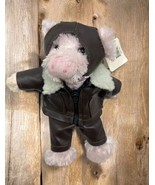 Unipax Designs When Pigs Fly Pilot Plush Pig/Piglet Faux Leather Jacket ... - $301.39 MXN