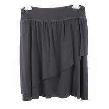 Fresh Produce Women&#39;s M Black Asymmetrical Layered Rayon Stretch Mini Skirt - £11.99 GBP