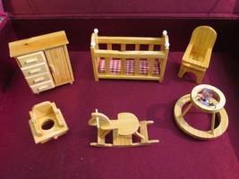 &quot;&quot;Wooden Nursery Doll House Furniture&quot;&quot; - New In Box - 6 Piece - £19.65 GBP