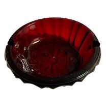 Vintage Anchor Hocking Ashtray Deep Ruby Red Glass Starburst 4” - $16.56 CAD