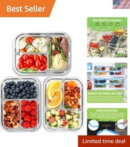 Versatile Glass Food Storage Containers for Meal Prep - 3 Compartment, B... - $39.00
