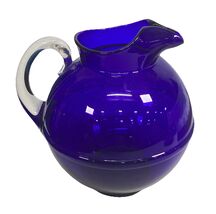 Cambridge Hand Blown Glass Art Deco Cobalt Blue Pitcher - 3400 Line  - $34.64