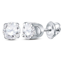 14kt White Gold Unisex Round Diamond Solitaire Stud Earrings 7/8 Cttw - £1,253.15 GBP