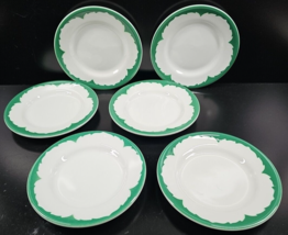 6 Shenango Green Border Bread Plates Set Vintage Restaurant Ware Dish SH... - £44.12 GBP