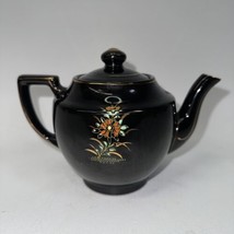 Vintage  Hand Painted Japanese Moriage Black Teapot Glazed - £14.76 GBP