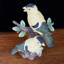 Gold Finches Lefton Nest Egg Collection Hand Painted Porcelain #02203 4.5&quot; Tall - £8.75 GBP
