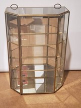 Vtg Mirror Brass &amp; Glass Display Case Cabinet For Miniatures Wall Or She... - $74.25