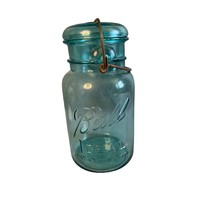 Ball Blue Ideal Wire Bail Quart Canning Jar Vintage - $19.30