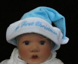 Christmas Santa Claus Hat Cap My First Christmas 1st Baby Boy Blue Dan Dee NEW - £4.73 GBP