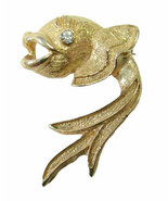 Vintage Brooch Signed Gerry&#39;s Gold Tone Koi Fish Pin Big Mouth  - $13.00