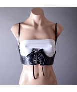 Black Gothic Faux Leather Corset Womens Lace Up Crop Top Punk Bustier St... - €25,72 EUR