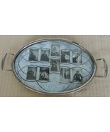Vtg silver tone small tray w/ pictures of old time actor in various cost... - $20.00