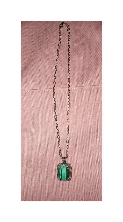 Silver Natural Malachite Pendant & Chain Item image 4