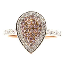 0.60ct Natural Fancy Pink Diamonds Engagement Ring 18K Solid Gold 4G Pear Shape - $1,768.24