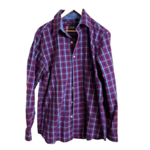 Men&#39;s Chaps Shirt Size Medium Long Sleeve Easy-Care Red/White/Blue Plaid - £8.64 GBP
