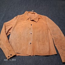 Vintage Cowhide Leather Welding Jacket Brown Snap Size XL - $79.67