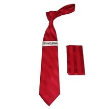 Men's Stacy Adams Tie and Hankie Set Fancy Woven Silky Satin #SAT90 Red image 3