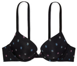 38C Black Rainbow LOGO Smooth Extreme Lift Victorias Secret Plunge PushUp UW Bra - £31.59 GBP