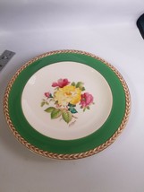Crown Ducal Green &amp; Floral Plate with Gold Trim 8.5&quot; - $10.45