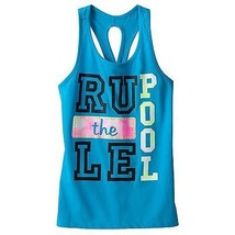 SO Girls 7-16 Rule The Pool Racerback Keyhole Tank Top Swim Cover - $4.99