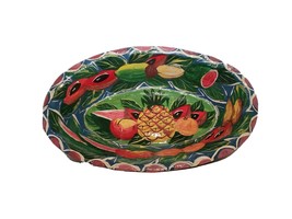 VTG Hand Painted Paper Mache Fruit Centerpiece Bowl Pineapple Watermelon Chip - £12.72 GBP