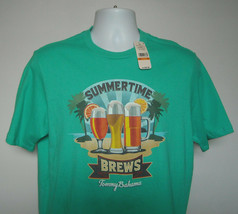 Tommy Bahama Summertime Brews Beer Palm Trees T Shirt Mens Small Green UPF 30 - £26.07 GBP