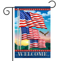 Waving American Flags Welcome Garden Flag Patriotic 12.5&quot; X 18&quot; - £15.14 GBP