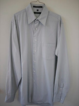 DKNY Gray Super 100s 2 Ply 100% Cotton Long Sleeve Mens Dress Shirt 15/34-35 - £15.57 GBP