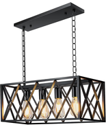 Industrial Kitchen Island Pendant Lighting, Rectangular Vintage Rustic 4... - €75,79 EUR
