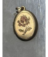 Oval photo locket floral flower 1/20 12K gold filled women girls - $78.53 CAD
