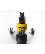 Black Cat and Jack-o&#39;-Lantern Halloween Wine Bottle Stopper Decoration - $8.95+