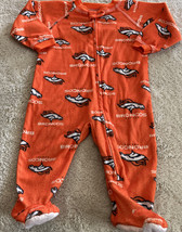 Denver Broncos Football Orange Fleece Long Sleeve Pajamas 3-6 Months - £7.27 GBP