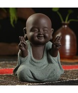 Buddha statues small monk color sand ceramic ... - $19.36