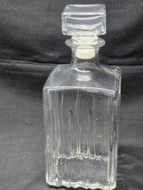 Vintage Italy Clear Glass Wine Bourbon Decanter, Cut Pattern, 1970&#39;s Bar... - $21.75