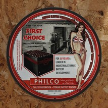 Vintage 1945 Philco Thirty Industrial Storage Battery Porcelain Gas &amp; Oil Sign - £98.32 GBP