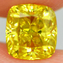 Loose Cushion Cut Diamond Fancy Yellow Color Real One Carat SI1 Natural Enhanced - £1,113.92 GBP