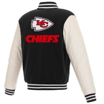 NFL Kansas City Chiefs  Reversible Fleece Jacket PVC Sleeves Embroidered Logos - £112.24 GBP
