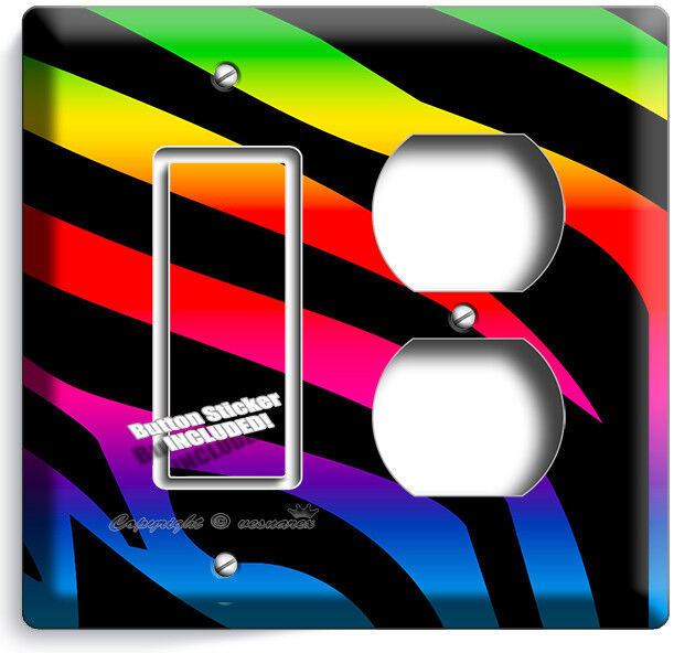 RAINBOW ZEBRA STRIPES ANIMAL PRINT LIGHT SWITCH OUTLET WALL PLATE HOME ART DECOR Item image 15