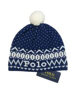 Polo Ralph Lauren Pom Pom Beanie Cap One Size Navy White NEW - €56,38 EUR