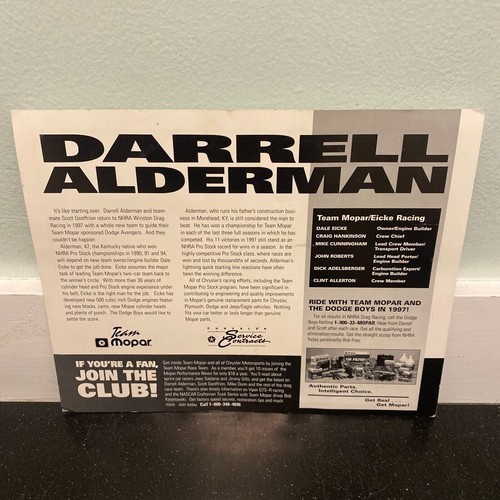 Darrell Alderman Pit Card NHRA Drag Racer Vintage Item image 3