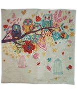 Owl Lover Throw Pillow Case Cover Only 16-17 inch Square Folk Art Teal O... - $166.50 MXN