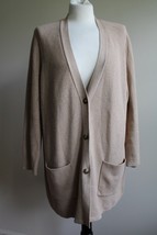 J. Jill XLP Brown V-Neck Knit Tunic-Length Cotton Blend Cardigan Sweater Pockets - £18.53 GBP